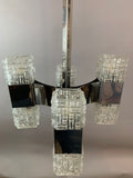 1960s Small Italian Sciolari Chrome and Glass Pendant Light