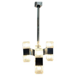 1960s Small Italian Sciolari Chrome and Glass Pendant Light