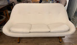 1960s Greaves and Thomas Egg Sofa in White Boucle Fabric
