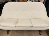 1960s Greaves and Thomas Egg Sofa in White Boucle Fabric