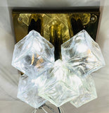 1970s Kalmar Brass & Frosted Cube Flush Mount