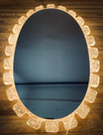 1970s Illuminated Hillebrand Lucite Oval Wall Mirror