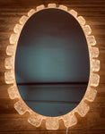 1970s Illuminated Hillebrand Lucite Oval Wall Mirror