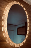 1970s Illuminated Hillebrand Lucite Oval Wall Mirror