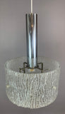 1970s Kaiser Frosted Glass & Chrome Hanging Light