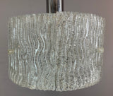 1970s Kaiser Frosted Glass & Chrome Hanging Light