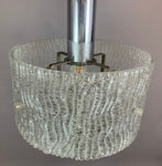 1970s Kaiser Frosted Glass & Chrome Hanging Light