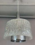 1970s Kaiser Frosted Glass & Chrome Hanging Light