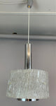 1970s Kaiser Frosted Glass & Chrome Hanging Light