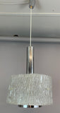 1970s Kaiser Frosted Glass & Chrome Hanging Light