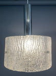 1970s Kaiser Frosted Glass & Chrome Hanging Light