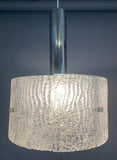 1970s Kaiser Frosted Glass & Chrome Hanging Light