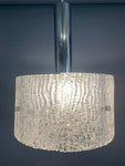 1970s Kaiser Frosted Glass & Chrome Hanging Light