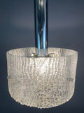 1970s Kaiser Frosted Glass & Chrome Hanging Light