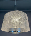 1970s Kaiser Frosted Glass & Chrome Hanging Light