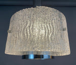 1970s Kaiser Frosted Glass & Chrome Hanging Light