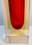 1970s Italian Murano Red & Yellow Sommerso Glass Vase