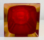 1970s Italian Murano Red & Yellow Sommerso Glass Vase