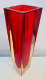 1970s Italian Murano Red & Yellow Sommerso Glass Vase