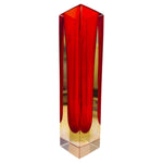 1970s Italian Murano Red & Yellow Sommerso Glass Vase