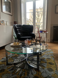 1970s Merrow Associates Round Glass & Chrome Coffee Table