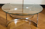 1970s Merrow Associates Round Glass & Chrome Coffee Table