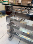 1970s Italian Stacked Rectangular Chrome & Glass Coffee Table