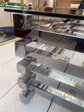 1970s Italian Stacked Rectangular Chrome & Glass Coffee Table