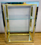 1970s Small Italian Renato Zevi Brass & Chrome Shelving Unit