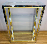 1970s Small Italian Renato Zevi Brass & Chrome Shelving Unit