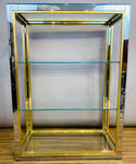 1970s Small Italian Renato Zevi Brass & Chrome Shelving Unit