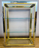 1970s Small Italian Renato Zevi Brass & Chrome Shelving Unit