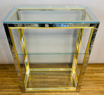 1970s Small Italian Renato Zevi Brass & Chrome Shelving Unit