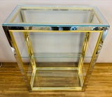 1970s Small Italian Renato Zevi Brass & Chrome Shelving Unit