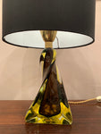 1970s Murano Sommerso Glass and Brass Table Lamp