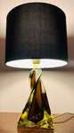 1970s Murano Sommerso Glass and Brass Table Lamp