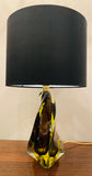 1970s Murano Sommerso Glass and Brass Table Lamp