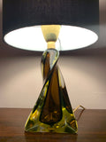 1970s Murano Sommerso Glass and Brass Table Lamp