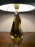 1970s Murano Sommerso Glass and Brass Table Lamp