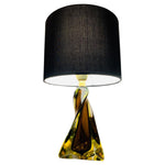 1970s Murano Sommerso Glass and Brass Table Lamp