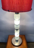 1970s Tall Illuminated Glass Table or Floor Lamp