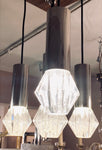 1970s German Chrome and Glass Pendant Lights