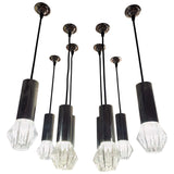 1970s German Chrome and Glass Pendant Lights