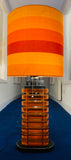 1980s German Amber Lucite Stacked Table Lamp