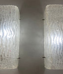 Pair of Large 1960s Kalmar Waved Glass Wall Lights