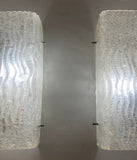 Pair of Large 1960s Kalmar Waved Glass Wall Lights