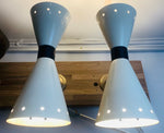 Pair of 1950s Italian Stilnovo Diabolo Conical Wall Sconces