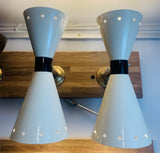 Pair of 1950s Italian Stilnovo Diabolo Conical Wall Sconces