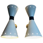 Pair of 1950s Italian Stilnovo Diabolo Conical Wall Sconces