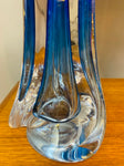 Pair of 1950s Val St Lambert Blue Glass Table Lamps